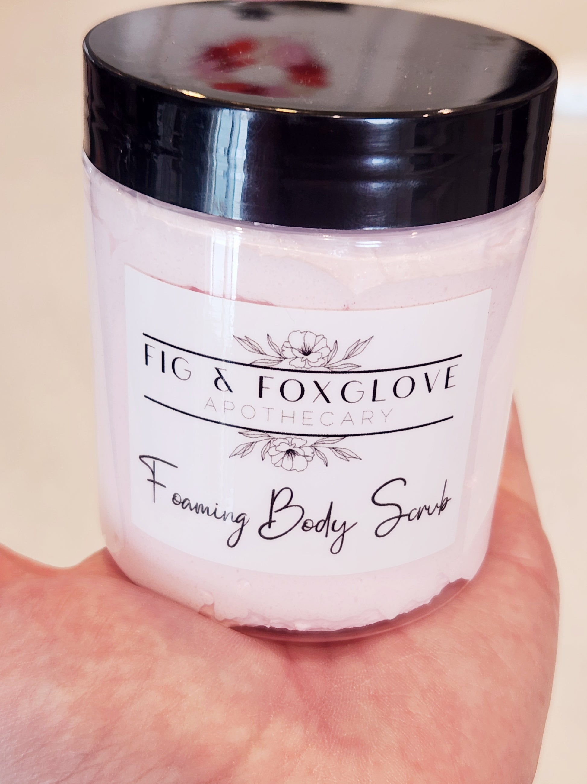 This foaming body scrub gently exfoliates and nourishes your skin, made with body-safe mica for a luxurious glow. Perfect for soft, radiant skin!